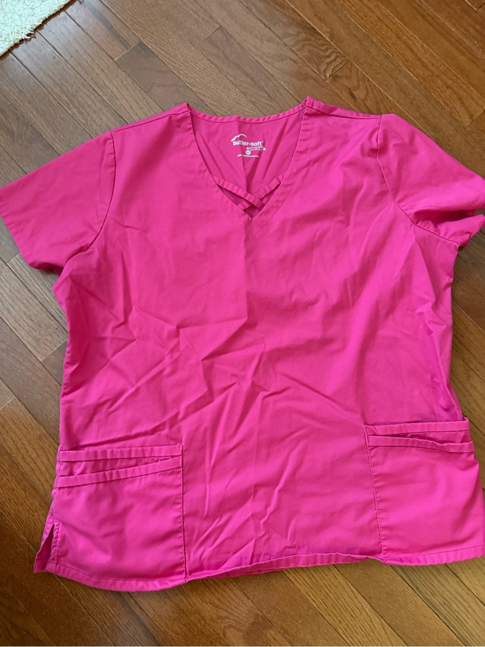 Butter Bright Pink V-Neck Scrub Top